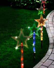 Multi Coloured Star Path Solar Christmas Lights 20 Piece