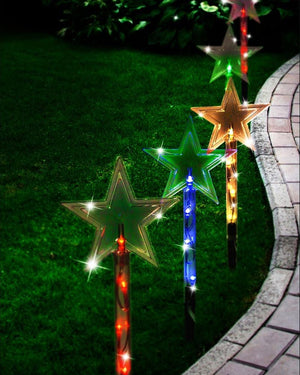 Multi Coloured Star Path Solar Christmas Lights 20 Piece
