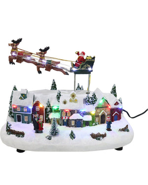 Musical Village USB Christmas LED Flying Santa Sleigh