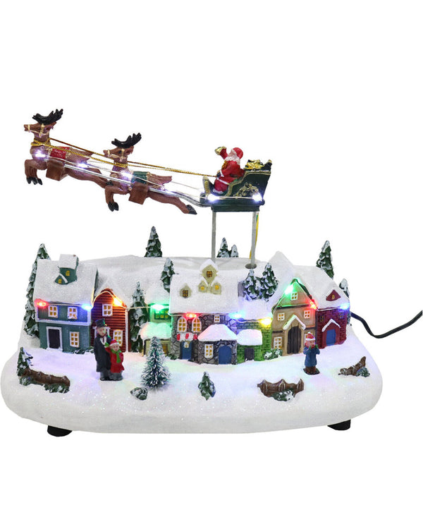 Musical Village USB Christmas LED Flying Santa Sleigh