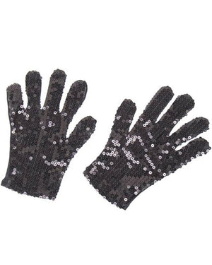 80s Black Sequin Gloves