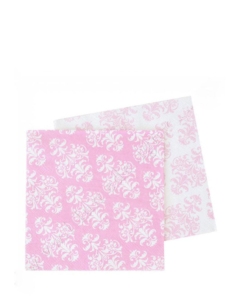 Pink Damask 12cm Napkins Pack of 20