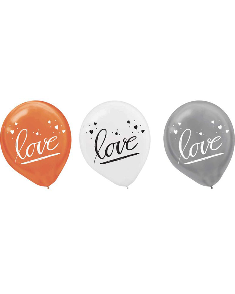 Navy Bride 30cm Love Latex Balloons Assorted Colours Pack of 15
