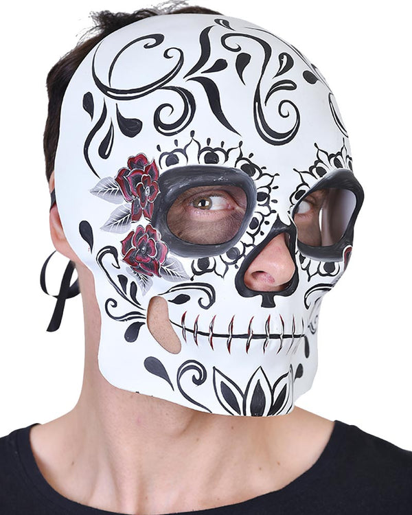 Black and White Sugar Skull Half Mask