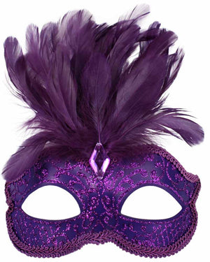Daniella Purple Feathered Masquerade Mask