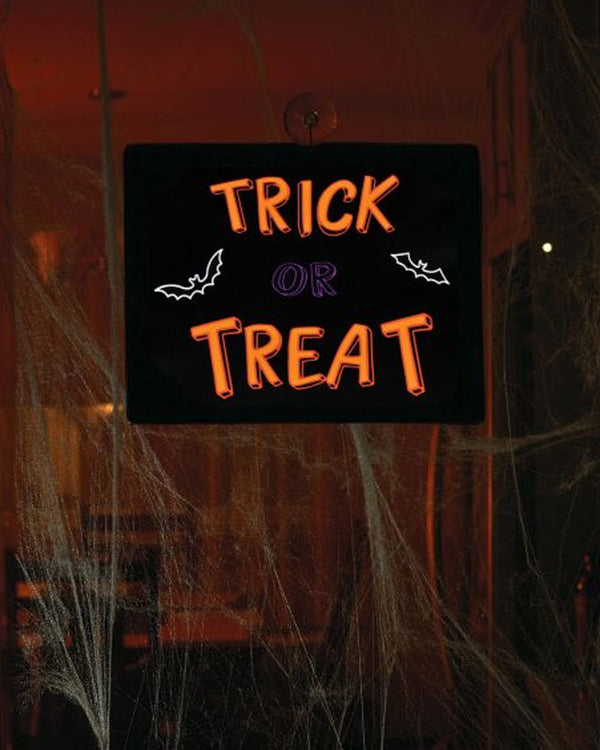Neon Bright Light Up Trick or Treat Sign 28cm