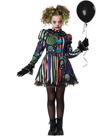 Neon Nightmare Clown Deluxe Girls Halloween Costume