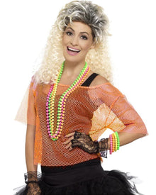 80s Neon Orange Fishnet Womens Top