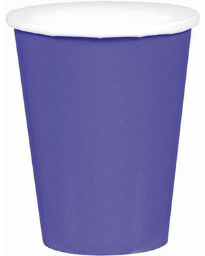 New Purple 266ml Paper Cups Pack of 20