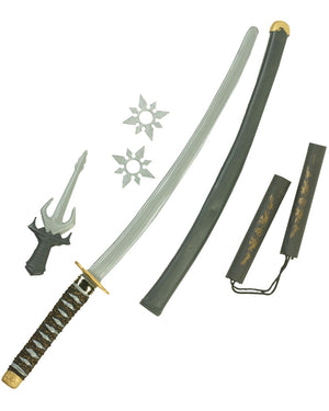 Ninja Sword Numchucks Knives and Stars Weapon Kit