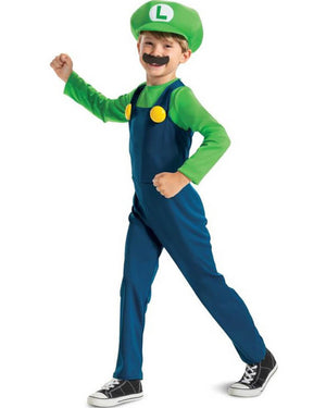 Super Mario Brothers Luigi Fancy Dress Boys Costume