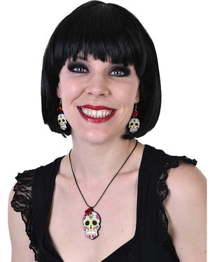 Day of the Dead Earrings and Necklace Set