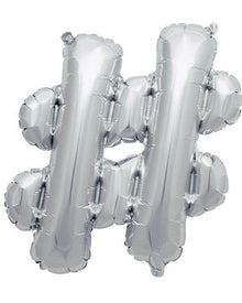 Hashtag Symbol Shape Silver Balloon 86cm