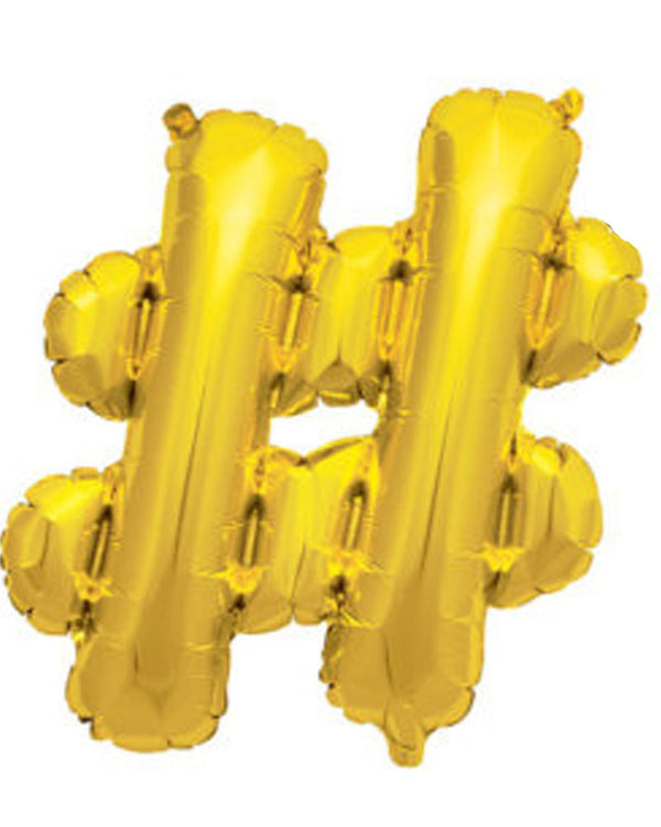 Hashtag Symbol Shape Gold Balloon 86cm