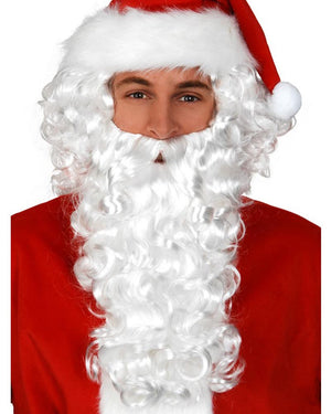 White Curly Christmas Wig and Beard Set