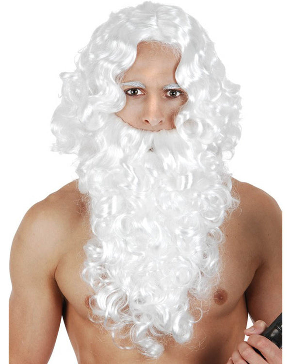 White Curly Wig and Beard Set