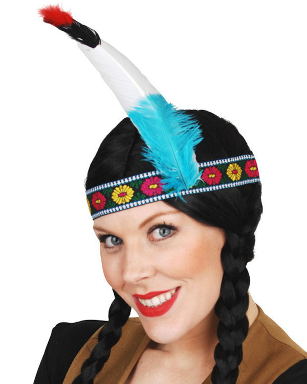 Tribal Headband with Single Feather