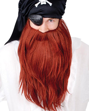 Red Pirate Long Beard and Moustache Set
