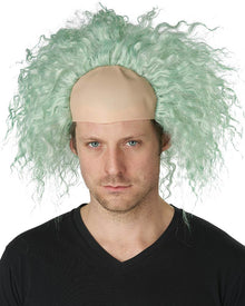 Obnoxious Ghost Bald Cap Curly Green Halloween Wig