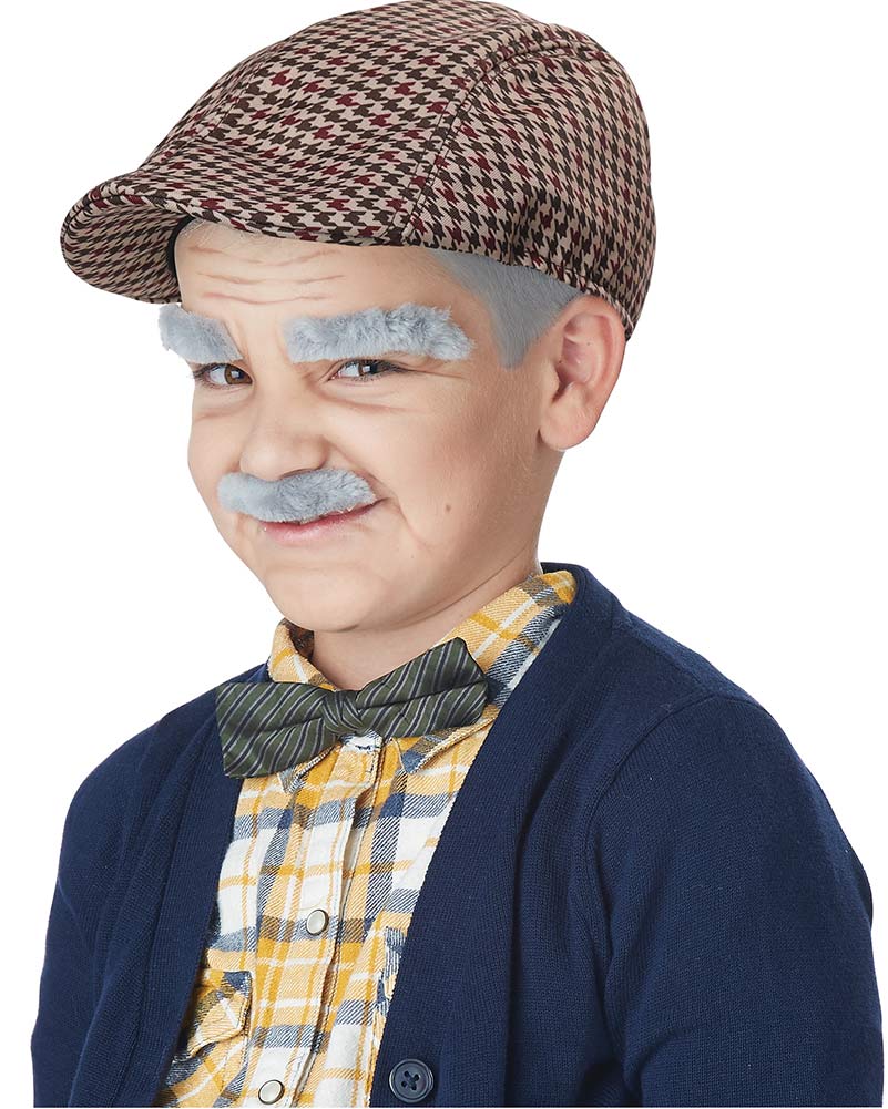 Old Timer Kids Hat Eyebrows and Moustache Set
