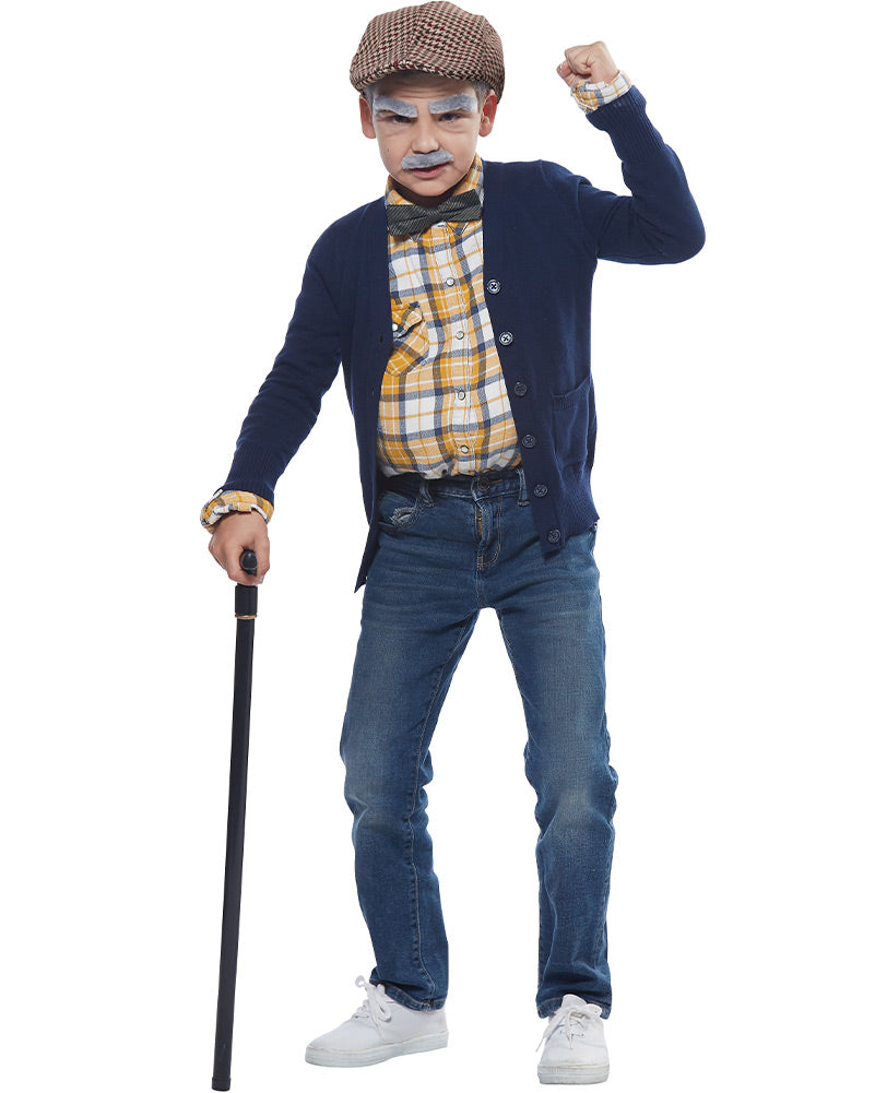 Old Timer Kids Hat Eyebrows and Moustache Set