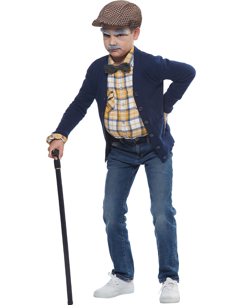 Old Timer Kids Hat Eyebrows and Moustache Set