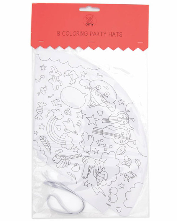 Party Colouring Party Hats Pack of 8