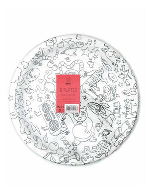 Party Colouring 22cm Paper Plates Pack of 8