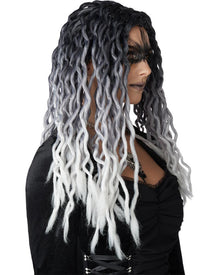 Ombre Black and Grey Crinkle Dreads Halloween Wig