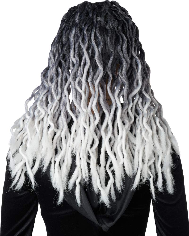 Ombre Black and Grey Crinkle Dreads Wig