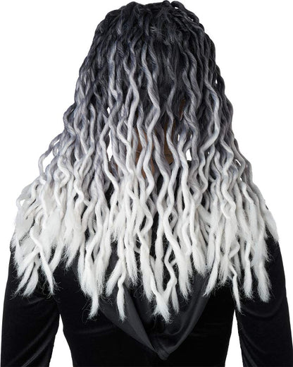 Ombre Black and Grey Crinkle Dreads Wig