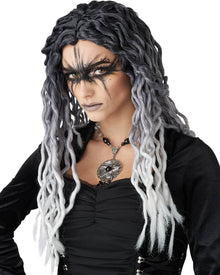 Ombre Black and Grey Crinkle Dreads Halloween Wig