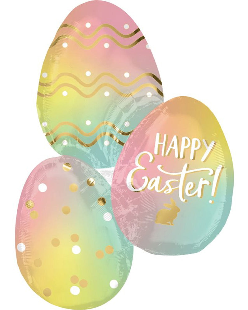 Ombre Easter Eggs Stacker Happy Easter Supershape XL Foil Balloon 88cm