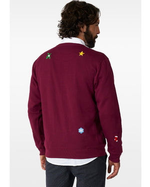 Opposuit Deluxe Xmas Icons Burgundy Mens Christmas Sweater