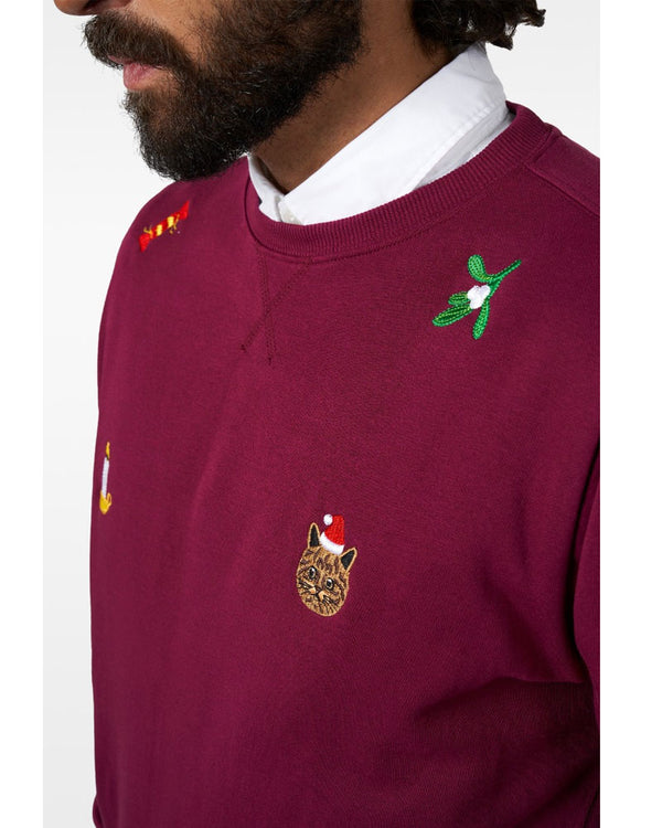Opposuit Deluxe Xmas Icons Burgundy Mens Christmas Sweater