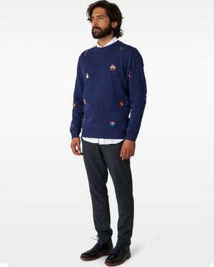 Opposuit Deluxe Xmas Icons Navy Mens Christmas Sweater