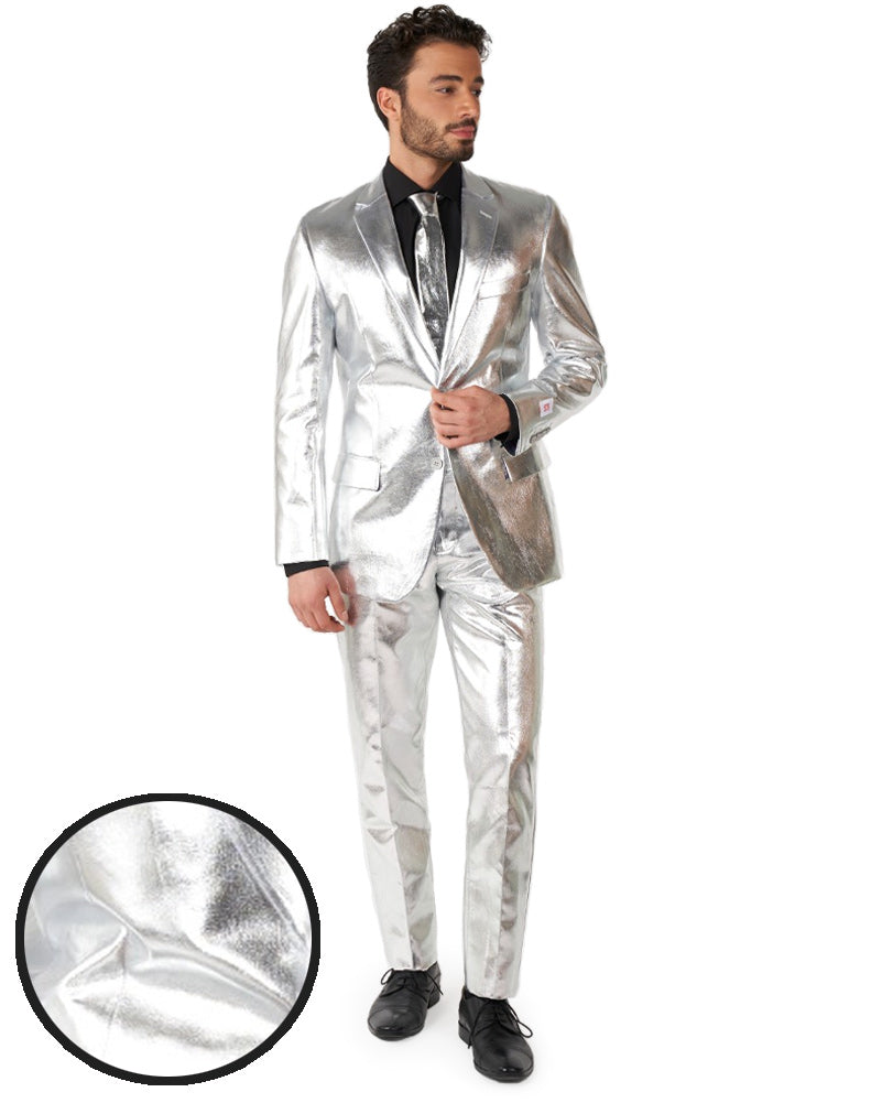 70s Opposuit Shiny Silver Premium Mens Suit