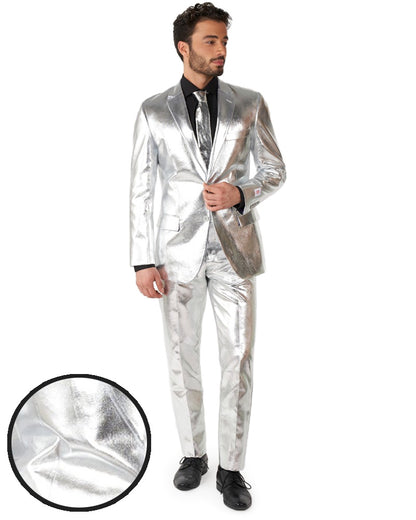 70s Opposuit Shiny Silver Premium Mens Suit