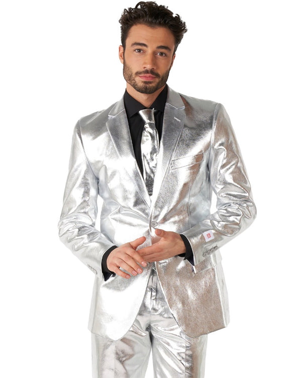 70s Opposuit Shiny Silver Premium Mens Suit