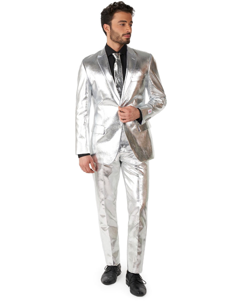 70s Opposuit Shiny Silver Premium Mens Suit