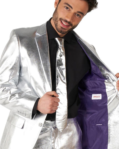 70s Opposuit Shiny Silver Premium Mens Suit