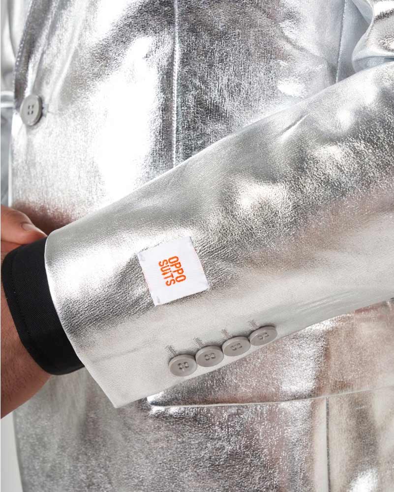 70s Opposuit Shiny Silver Premium Mens Suit
