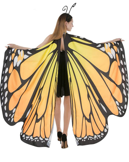 Orange Butterfly Wing Cape and Antenna Headband Set