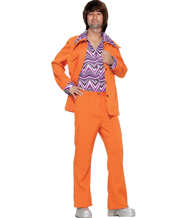 70s Orange Leisure Suit Mens Costume