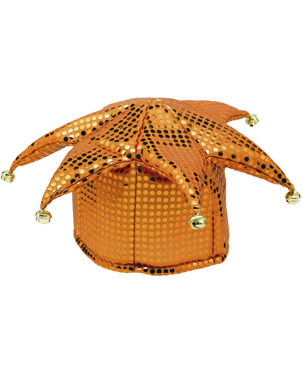 Orange Sequin Jester Hat