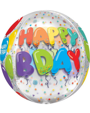 Orbz XL Happy Birthday Celebration Clear Balloon