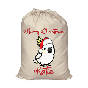 Cute Cockatoo Personalised Santa Sack