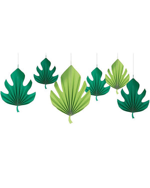 Palm Leaf Shaped Fan Decorations Pack of 6