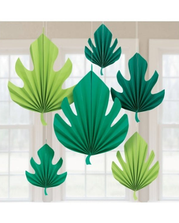 Palm Leaf Shaped Fan Decorations Pack of 6