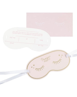 Pamper Party Gold Foiled Eye Mask Shaped Inivtation Pack of 5